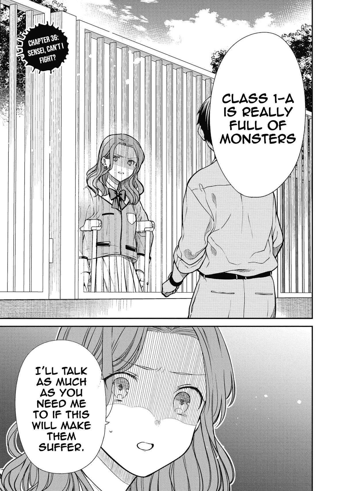1-nen A-gumi no Monster Chapter 36 page 2 - Chapter 36: Sensei, can't I fight?