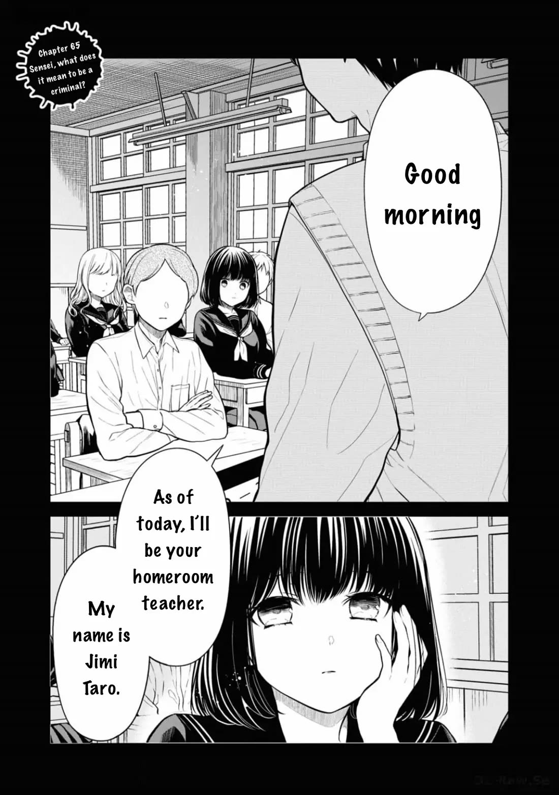 1-nen A-gumi no Monster Chapter 65 page 1 - Chapter 65: Sensei, what does it mean to be a criminal?