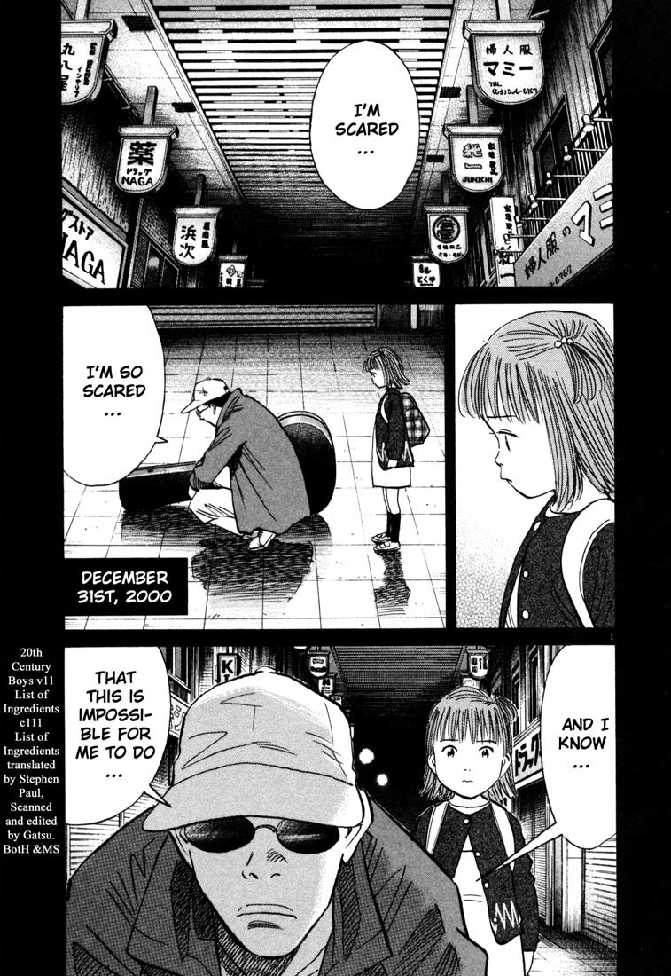 20th Century Boys Chapter 111 page 1 - Chapter 111: List of Ingredients