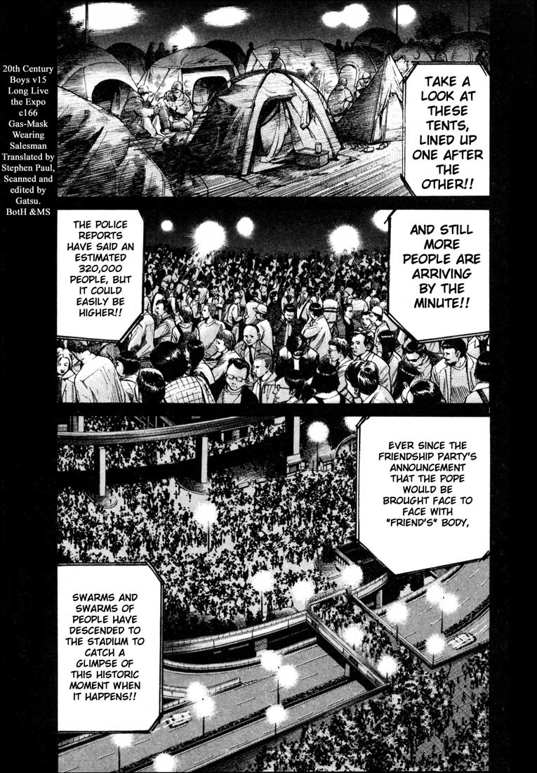 20th Century Boys Chapter 166 page 1 - Chapter 166: Gas-Mask Wearing Salesman