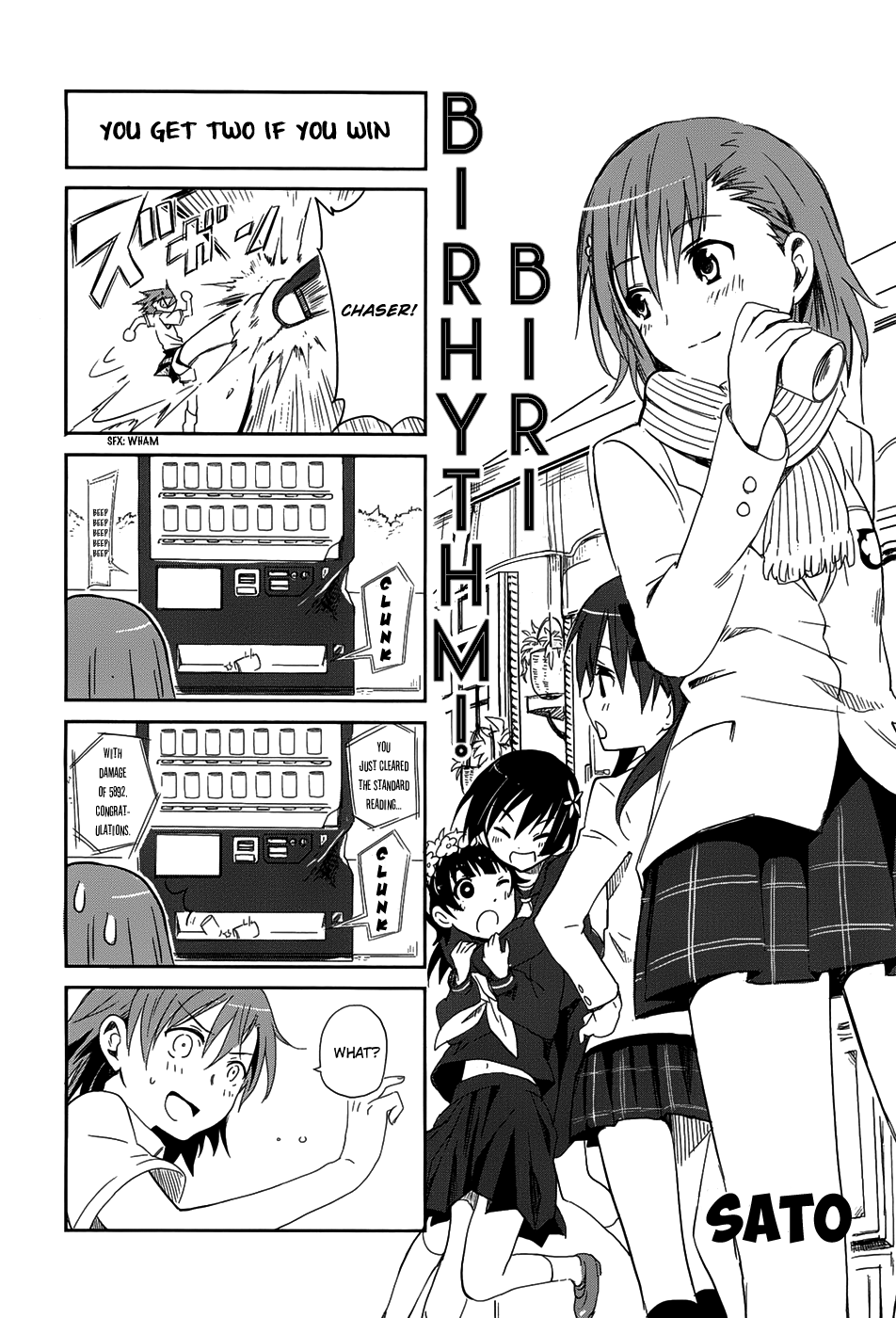 4-koma Koushiki Anthology - Toaru Kagaku no Railgun x Toaru Majutsu no Index Chapter 11 page 3 - Chapter 11: Biri Birhythm