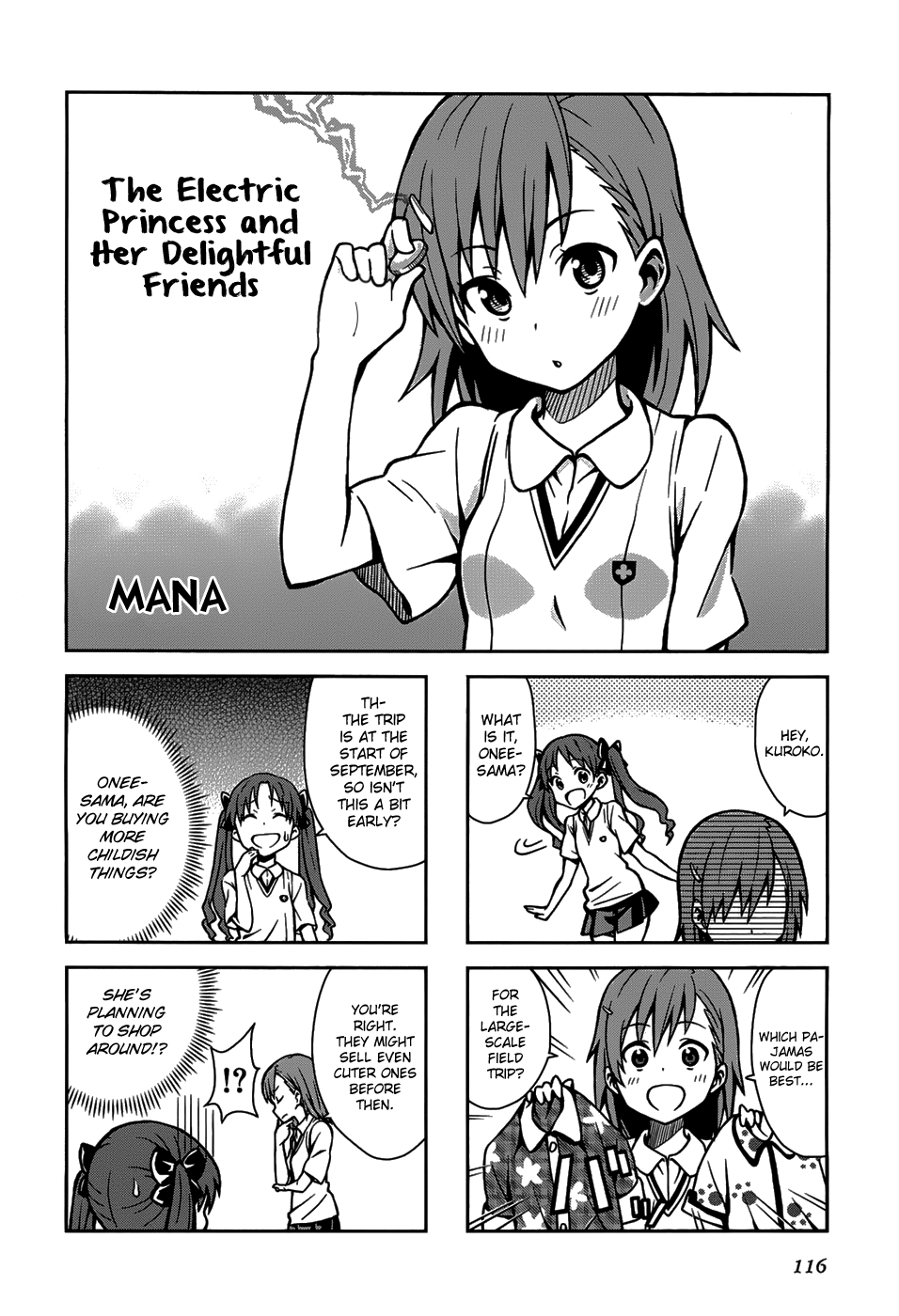 4-koma Koushiki Anthology - Toaru Kagaku no Railgun x Toaru Majutsu no Index Chapter 16 page 3 - Chapter 16: The Electric Princess and Her Delightful Friends