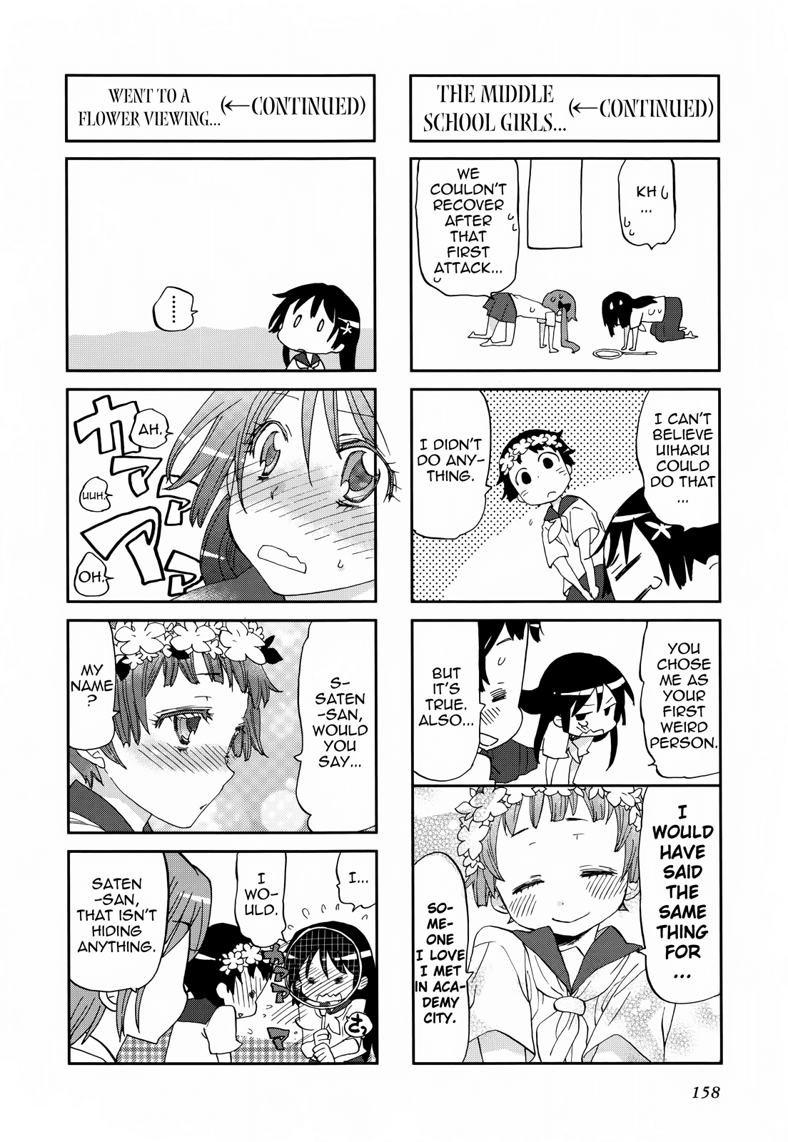 4-koma Koushiki Anthology - Toaru Kagaku no Railgun x Toaru Majutsu no Index Chapter 19 page 6 - Chapter 19: The Common Lady's Blue Spring