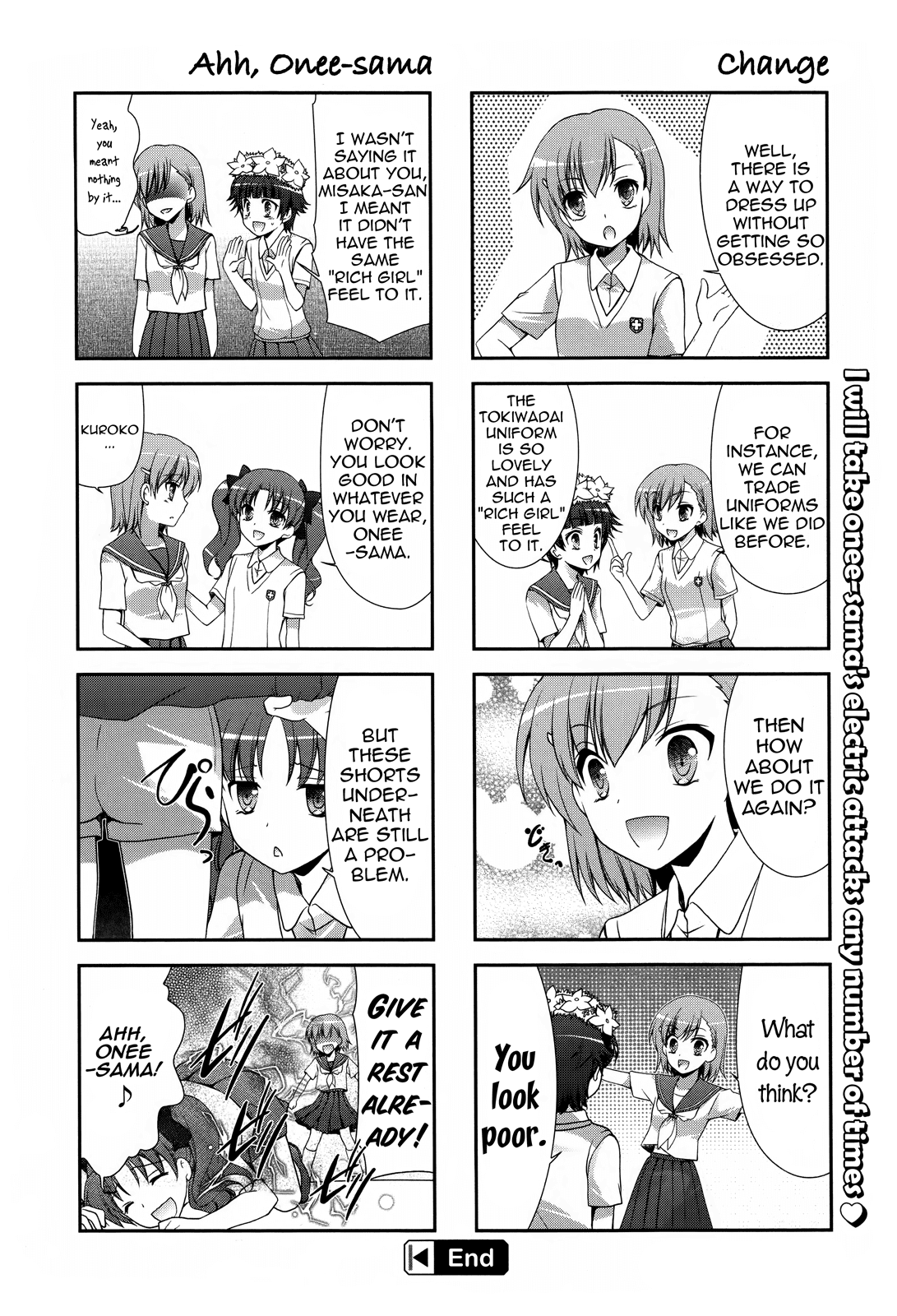 4-koma Koushiki Anthology - Toaru Kagaku no Railgun x Toaru Majutsu no Index Chapter 20 page 7 - Chapter 20: Ahh, Onee-Sama