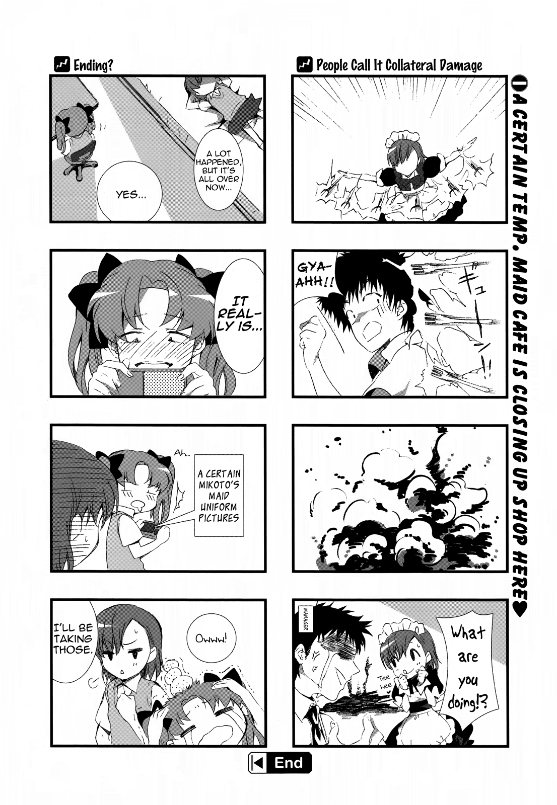 4-koma Koushiki Anthology - Toaru Kagaku no Railgun x Toaru Majutsu no Index Chapter 8 page 8 - Chapter 8: A Certain Temp. Maid Cafe