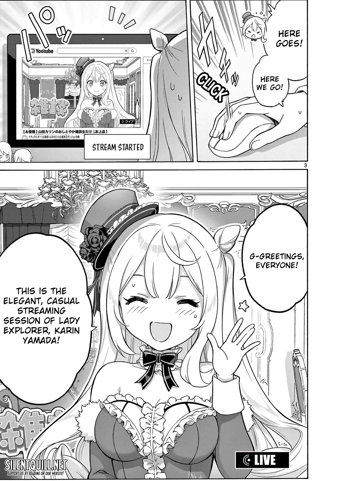 A Bottom-Tier Ojousama Dungeon Streamer Beats Up a Nuisance Streamer, Goes Viral, and Becomes a Legend?! Chapter 3 page 4 - Chapter 3