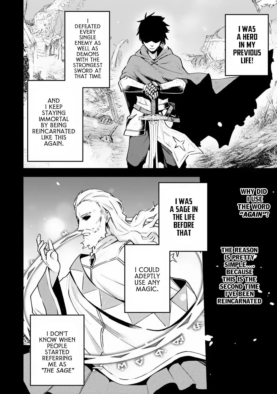 A Boy Who Has Been Reincarnated Twice Spends Peacefully as an S-Rank Adventurer, ~ I who was a Sage and a Hero of Previous World, Will Live in Peacefullness in the Next World~ Chapter 1 page 3 - Chapter 1: I'm Reincarnated, Again