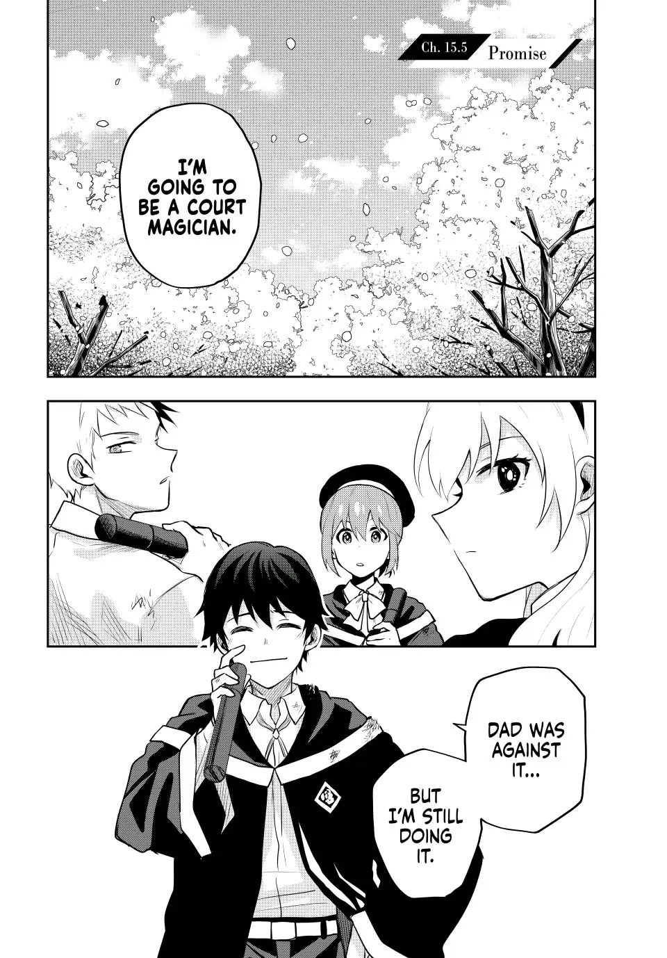 A Court Magician, Who Was Focused On Supportive Magic Because His Allies Were Too Weak, Aims To Become The Strongest After Being Banished Chapter 15.5 page 1 - Chapter 15.5: Promise