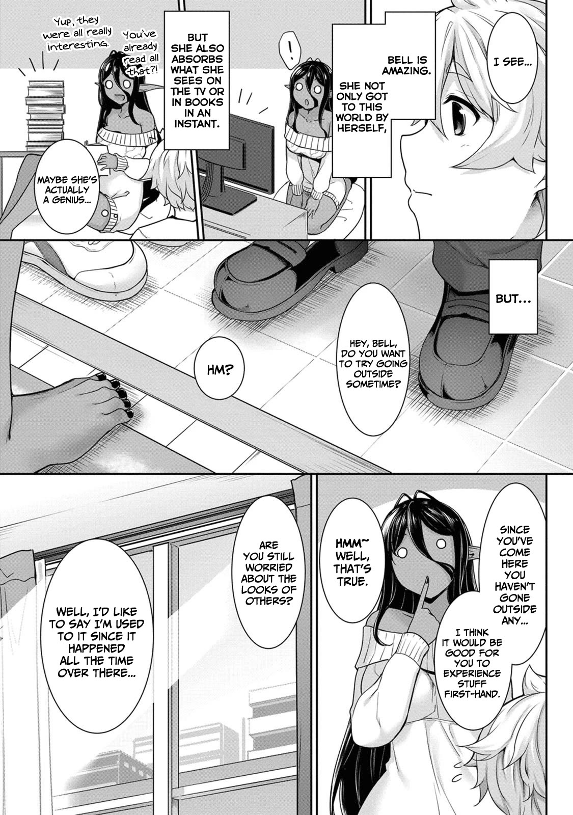 A Dark Elf with a Slightly Overwhelming Love Chased Me All the Way from Another World Chapter 3 page 6 - Chapter 3: "Stalker"? Is it Tasty?