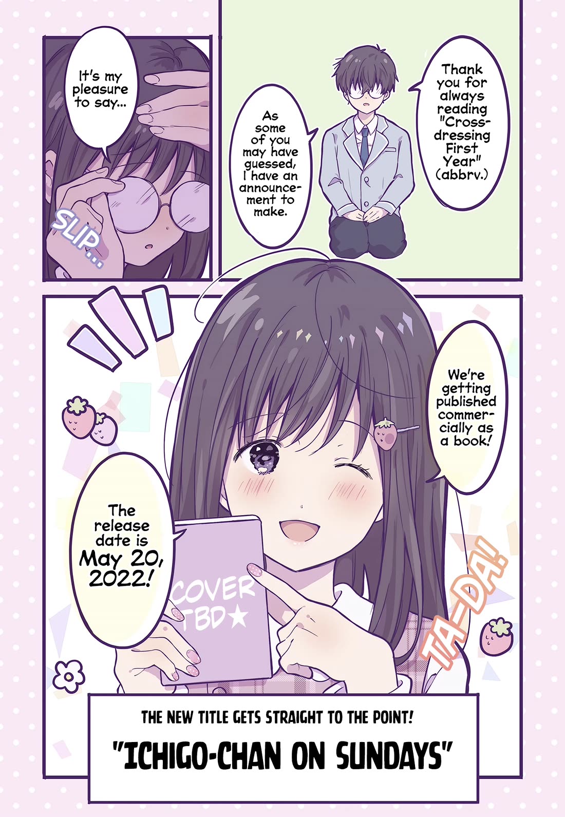 A First-Year High School Boy Whose Hobby Is Cross-Dressing Chapter 9.5 page 1 - Chapter 9.5: Serialization Announcement
