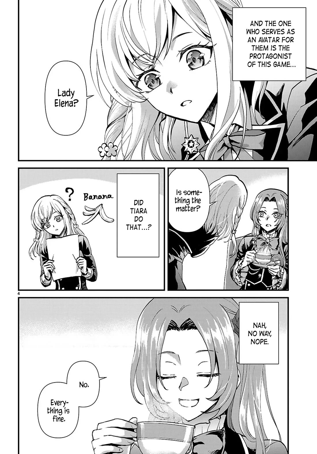 A High School Boy Reincarnates as the Villainous Daughter in an Otome Game. Chapter 6 page 4 - Chapter 6: Banana and I (ore)