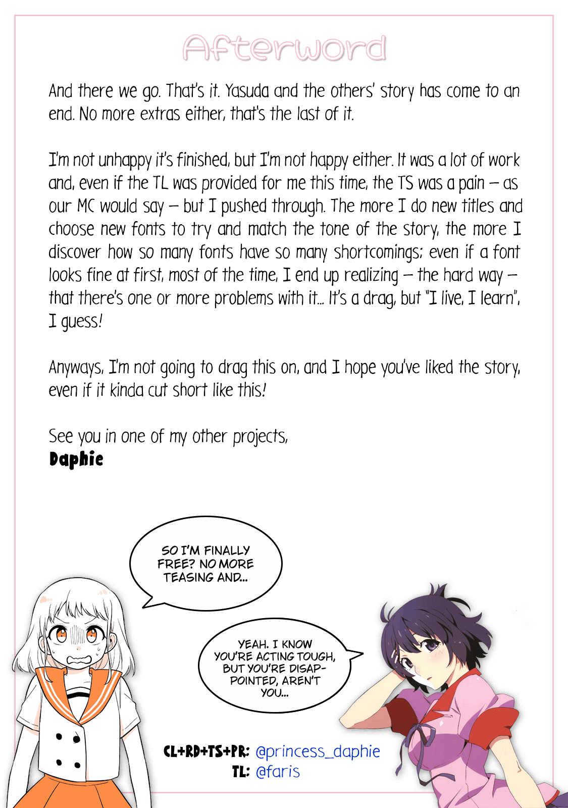 A Lazy Guy Woke Up as a Girl One Morning Chapter 22.2 page 8 - Chapter 22.2: Volume 3 extras