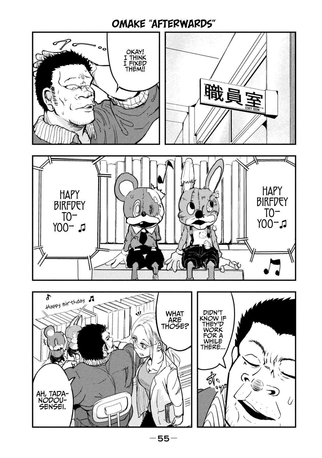 A Manga About the Kind of PE Teacher Who Dies at the Start of a School Horror Movie Chapter 15.6 page 12 - Chapter 15.6: Omake & Character Pages