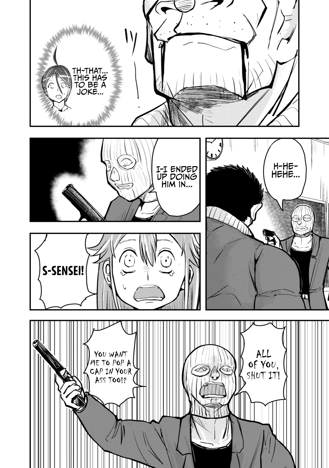 A Manga About the Kind of PE Teacher Who Dies at the Start of a School Horror Movie Chapter 51 page 2 - Chapter 51: The type of PE teacher to think he has been shot, but was saved by something he's wearing