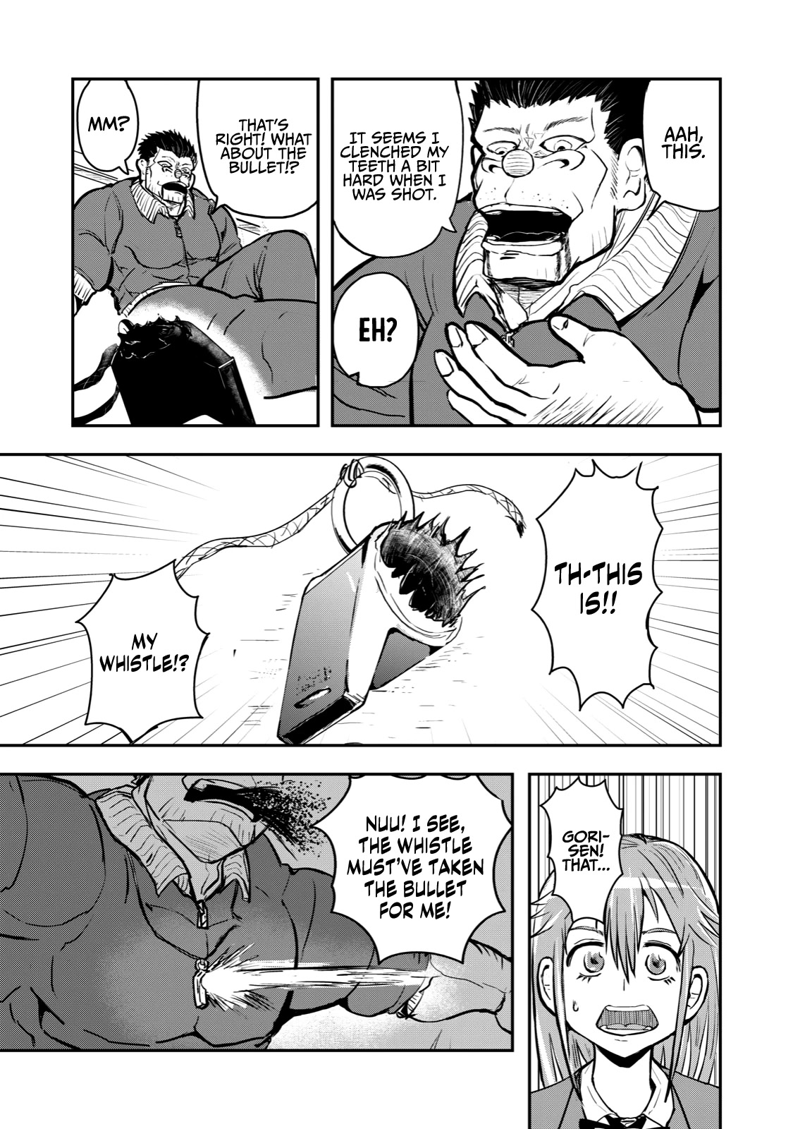 A Manga About the Kind of PE Teacher Who Dies at the Start of a School Horror Movie Chapter 51 page 9 - Chapter 51: The type of PE teacher to think he has been shot, but was saved by something he's wearing