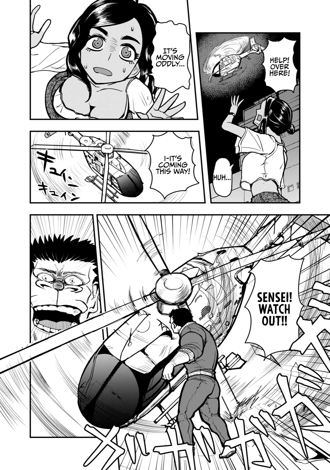 A Manga About the Kind of PE Teacher Who Dies at the Start of a School Horror Movie Chapter 55 page 8 - Chapter 55: The type of helicopter to crash at the start of a zombie movie