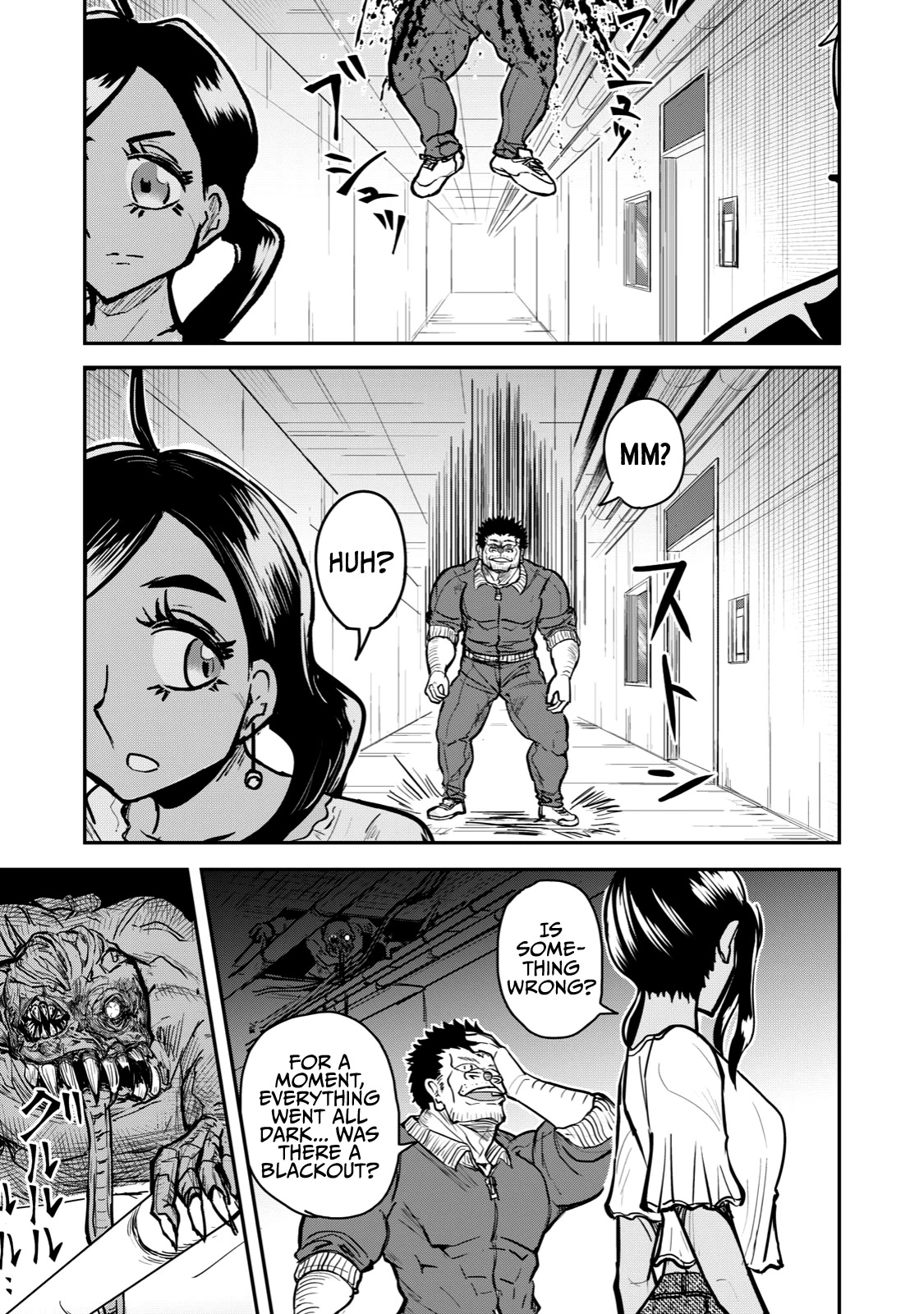 A Manga About the Kind of PE Teacher Who Dies at the Start of a School Horror Movie Chapter 62 page 5 - Chapter 62: The type of PE teacher to suddenly be pulled into the ceiling by a monster while walking at the rear of a group during a panic