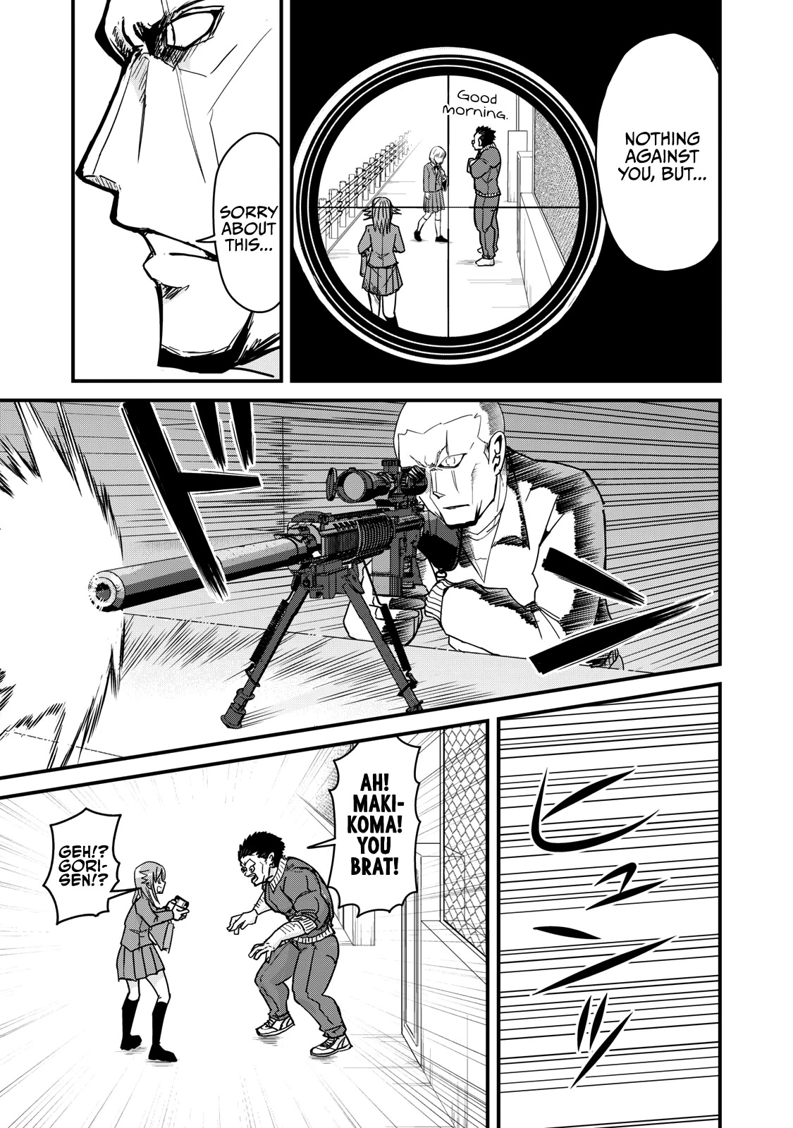 A Manga About the Kind of PE Teacher Who Dies at the Start of a School Horror Movie Chapter 70 page 5 - Chapter 70: The type of assassin to talk about his hopes and dreams in the line of duty and die