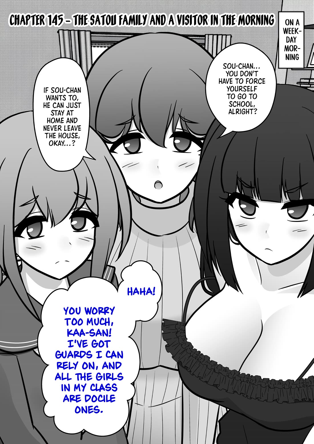 A Parallel World With a 1:39 Male to Female Ratio is Unexpectedly Normal Chapter 145 page 1 - Chapter 145: The Satou Family and A Visitior in the Morning
