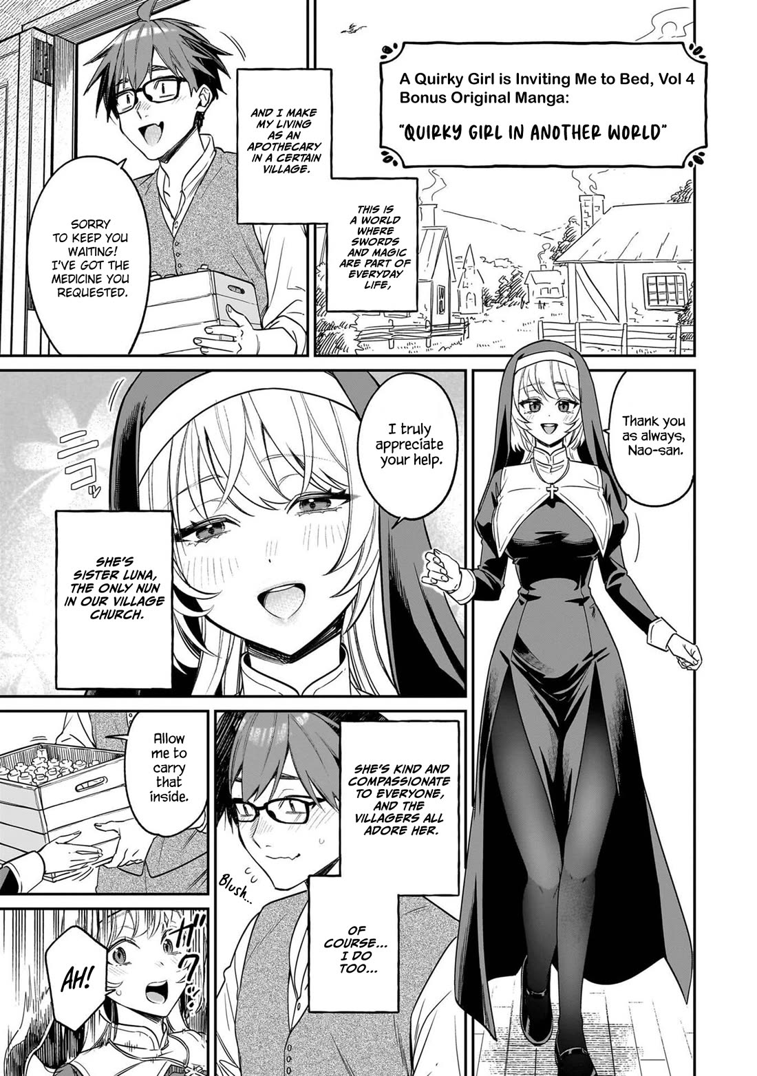 A Quirky Girl is Inviting Me to Bed Chapter 20.5 page 1 - Chapter 20.5: Vol 4 Bonus "Quirky Girl in Another World"