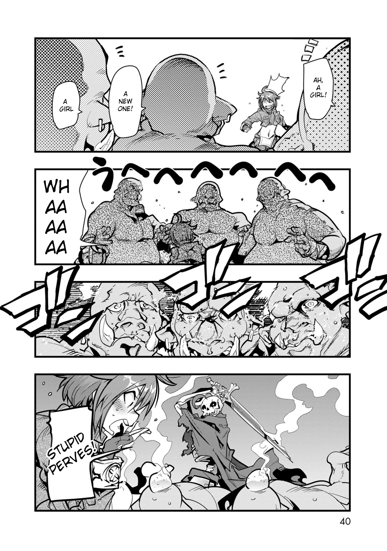 A Skeleton who was The Brave Chapter 1 page 38 - Chapter 1: The new adventurer (a skeleton) fights an orc in his first town!