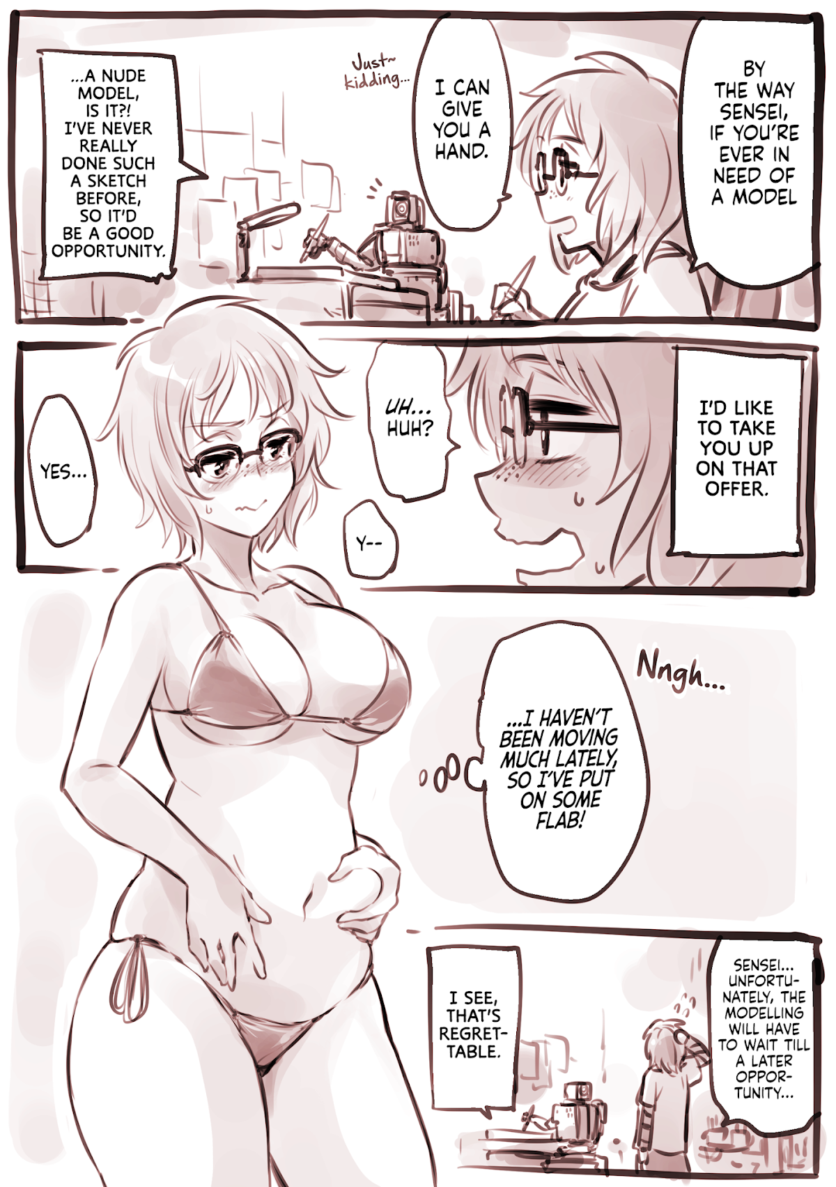A Story About A Droid. Chapter 14.6 page 1 - Chapter 14.6: The assistant is willing to undress for Sensei