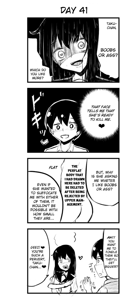 A Story About Wanting to Commit Suicide, but It's Scary so I Find a Yandere Girl to Kill Me, but After 100 days, I Somehow Got ○○ Chapter 41 page 1 - Chapter 41: Day 41