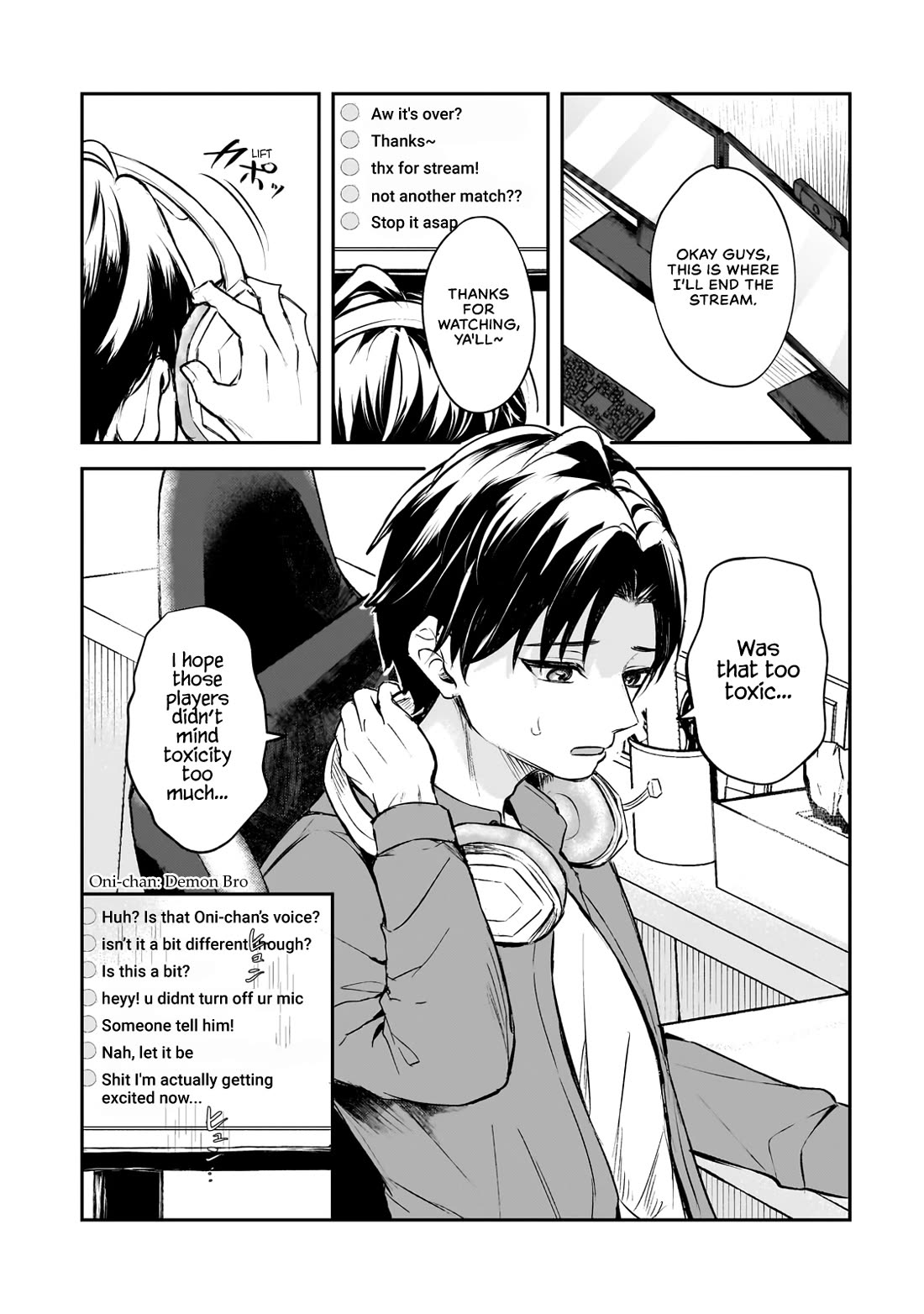A Toxic 20-Year-Old Game Streamer Accidentally Reveals His Nice Personality Because He Forgot to End the Stream Chapter 1 page 6 - Chapter 1: The Agitated Oni-chan