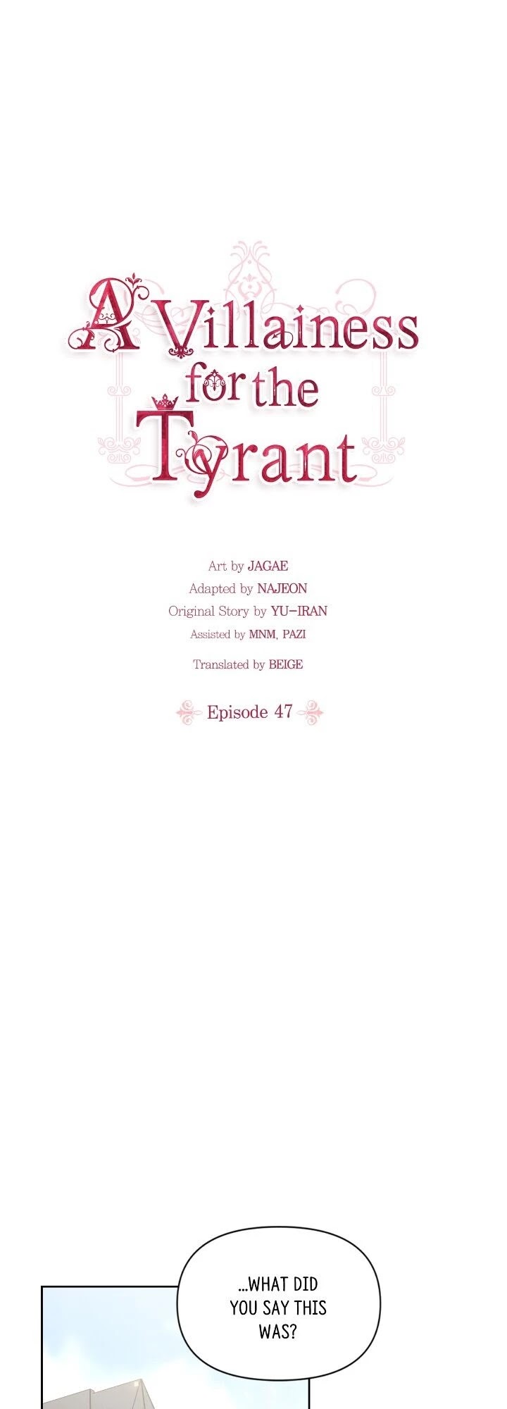 A Villainess for the Tyrant Chapter 47 page 1 - Chapter 47