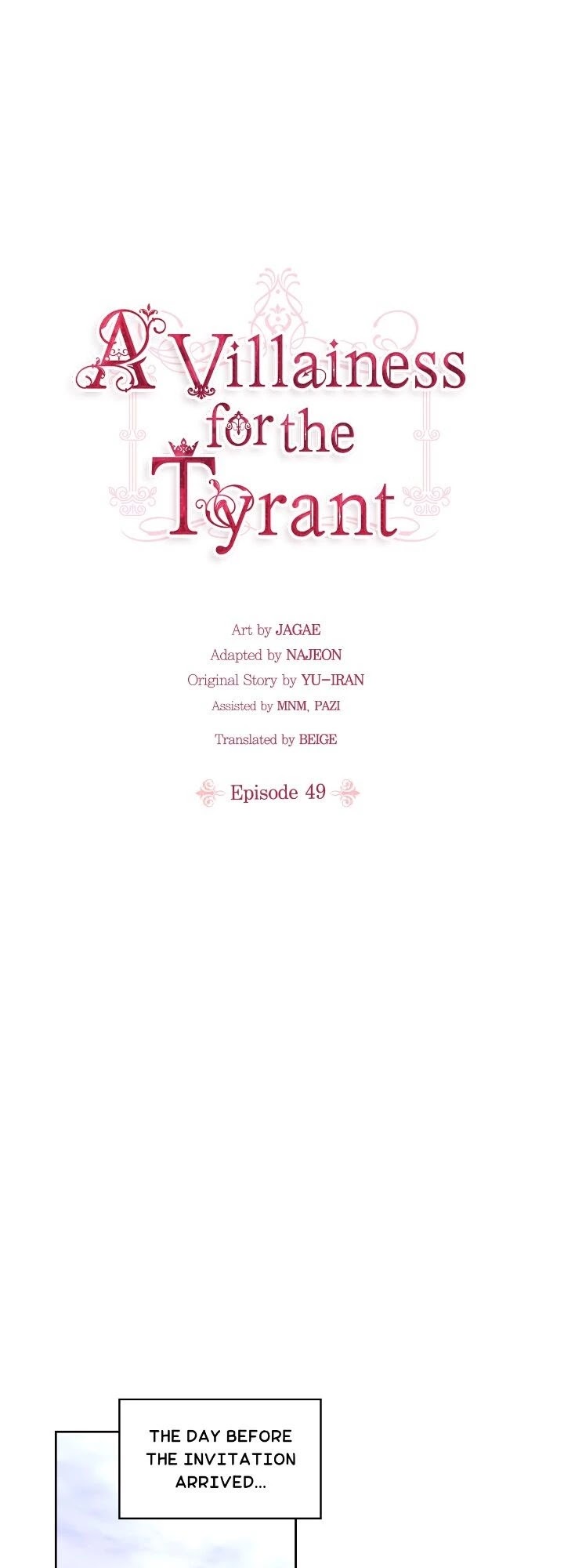 A Villainess for the Tyrant Chapter 49 page 1 - Chapter 49