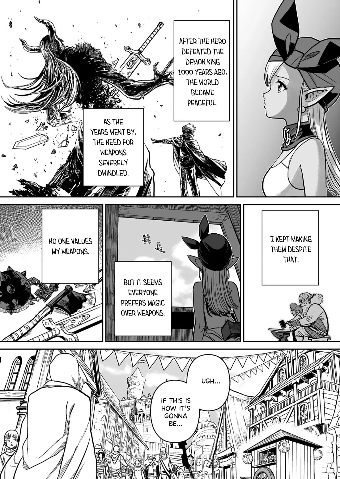 Abandoned: The Hero Who's So Strong He Breaks Every Weapon and the Elf Weaponsmith Chapter 1 page 16 - Chapter 1: Unneeded