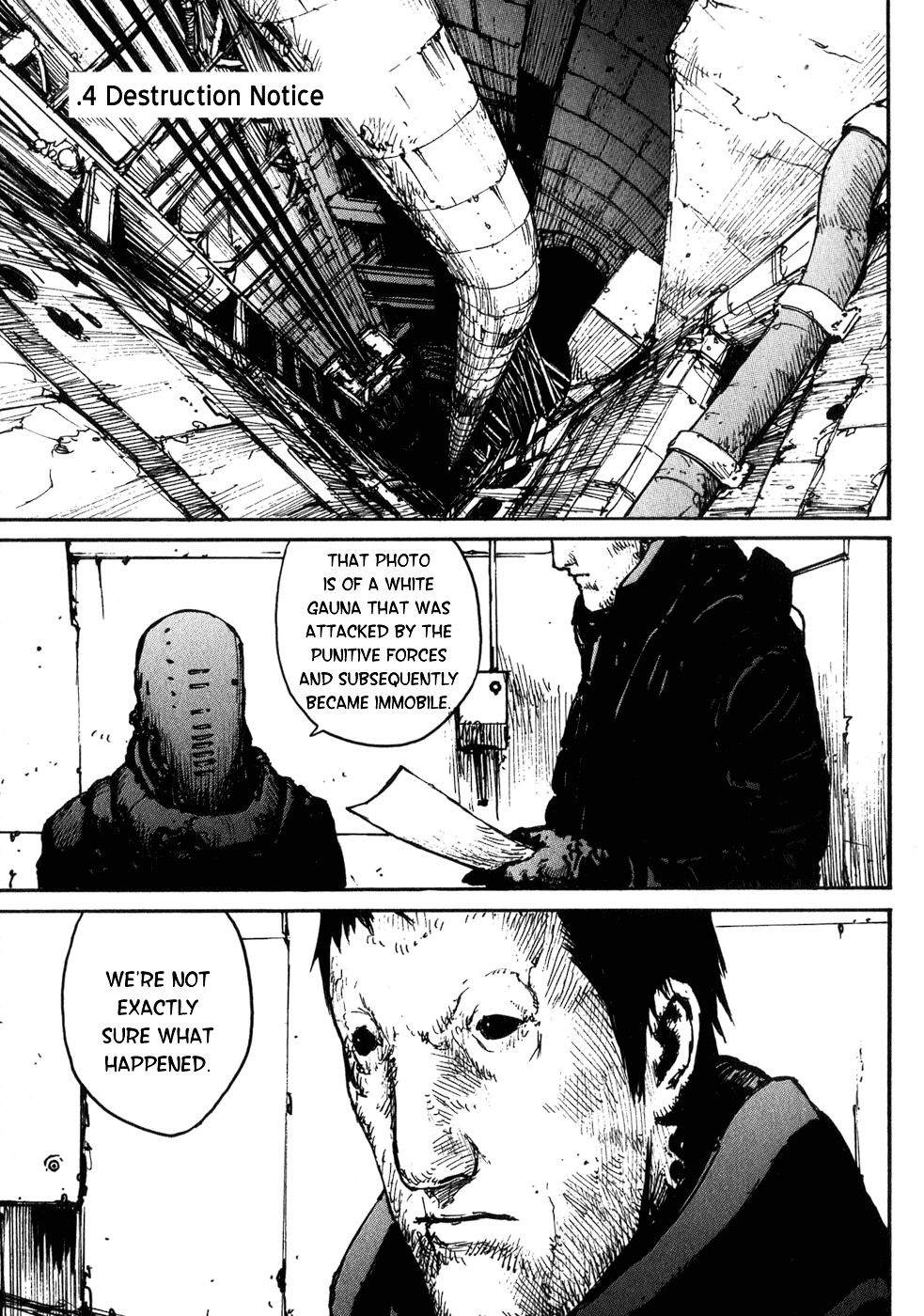 Abara Chapter 6 page 1 - Chapter 6: Destruction Notice