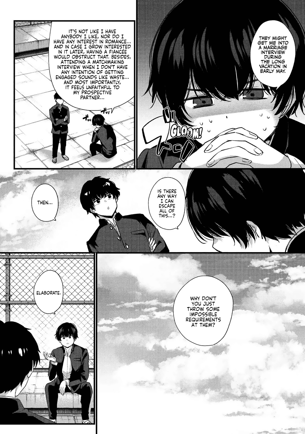 About that time I didn't want to have a matchmaking interview, so I set some impossible conditions and then my classmate showed up Chapter 1 page 5 - Chapter 1