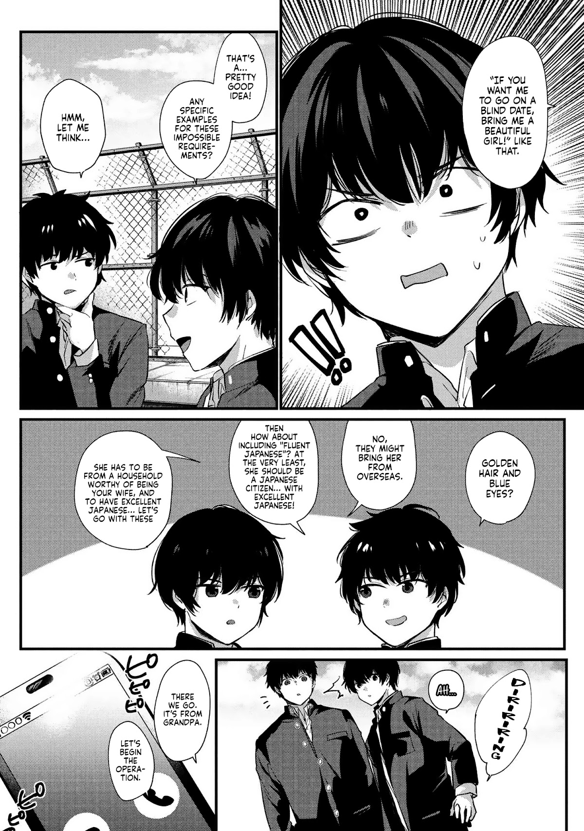 About that time I didn't want to have a matchmaking interview, so I set some impossible conditions and then my classmate showed up Chapter 1 page 6 - Chapter 1