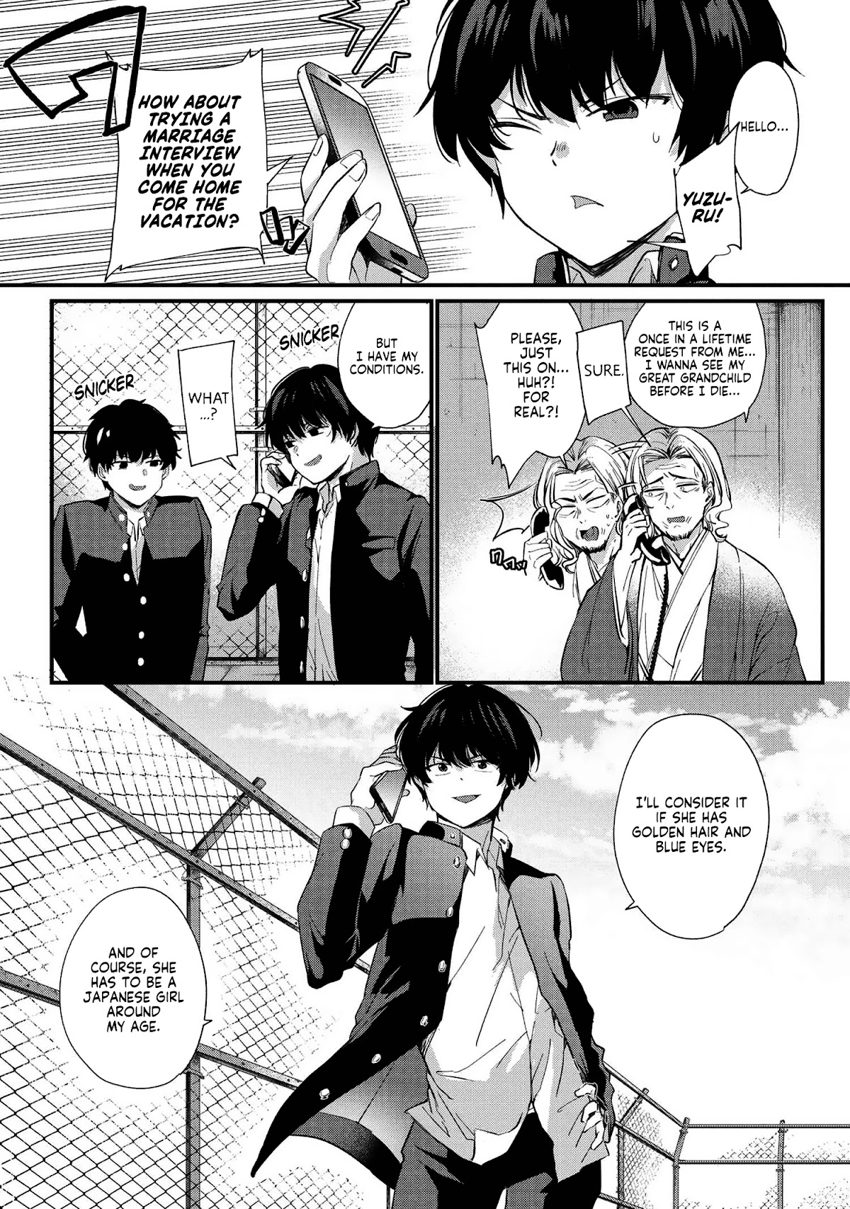 About that time I didn't want to have a matchmaking interview, so I set some impossible conditions and then my classmate showed up Chapter 1 page 7 - Chapter 1
