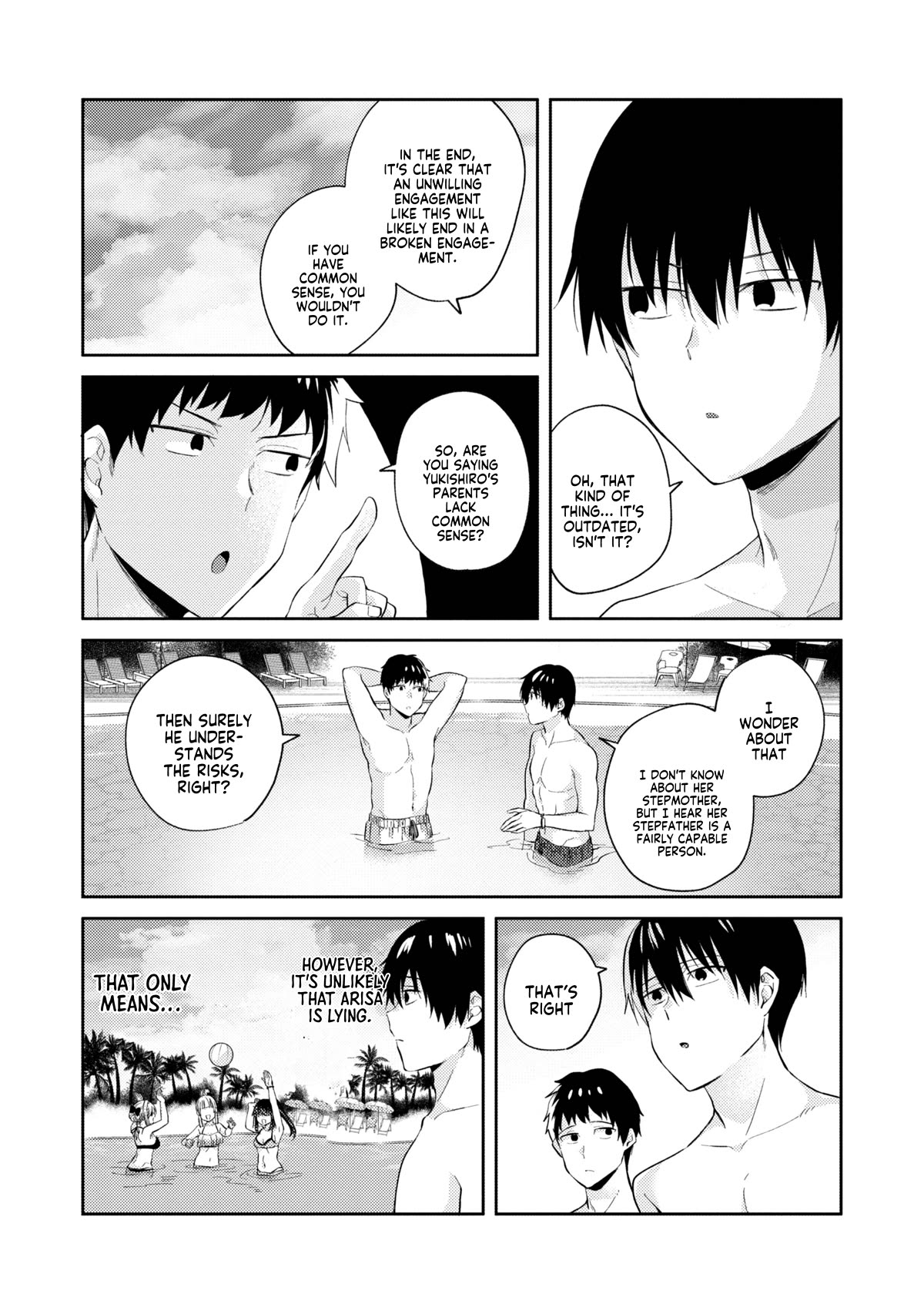 About that time I didn't want to have a matchmaking interview, so I set some impossible conditions and then my classmate showed up Chapter 10.4 page 16 - Chapter 10.4: Pool date with my 'fiancé' - Part 4