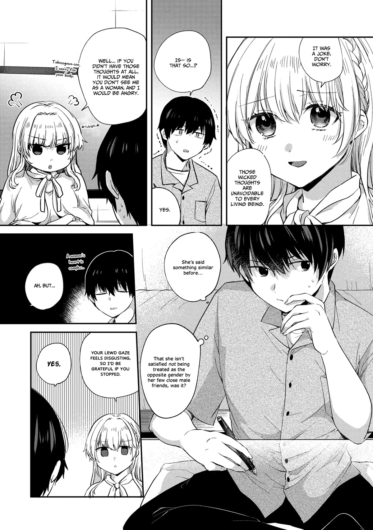 About that time I didn't want to have a matchmaking interview, so I set some impossible conditions and then my classmate showed up Chapter 6.1 page 12 - Chapter 6.1: "Takasegawa" Yuzuru and Yukishiro Alisa (1)
