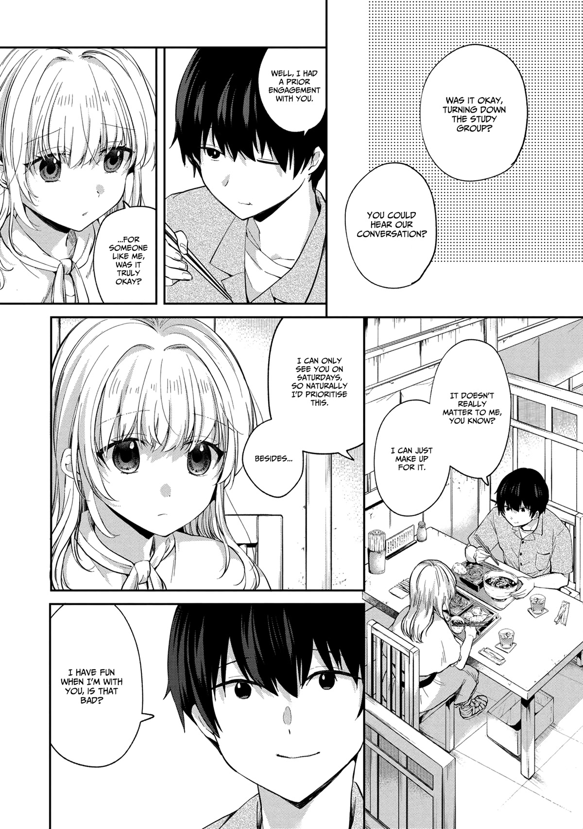 About that time I didn't want to have a matchmaking interview, so I set some impossible conditions and then my classmate showed up Chapter 6.2 page 8 - Chapter 6.2: "Takasegawa" Yuzuru and Yukishiro Alisa (1) - Part 2