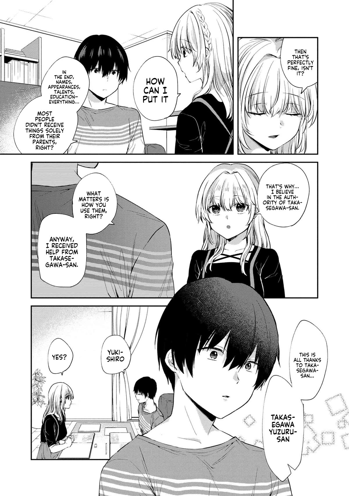 About that time I didn't want to have a matchmaking interview, so I set some impossible conditions and then my classmate showed up Chapter 8.1 page 11 - Chapter 8.1: "Takasegawa" Yuzuru and Yukishiro Alisa (3) - Part 1