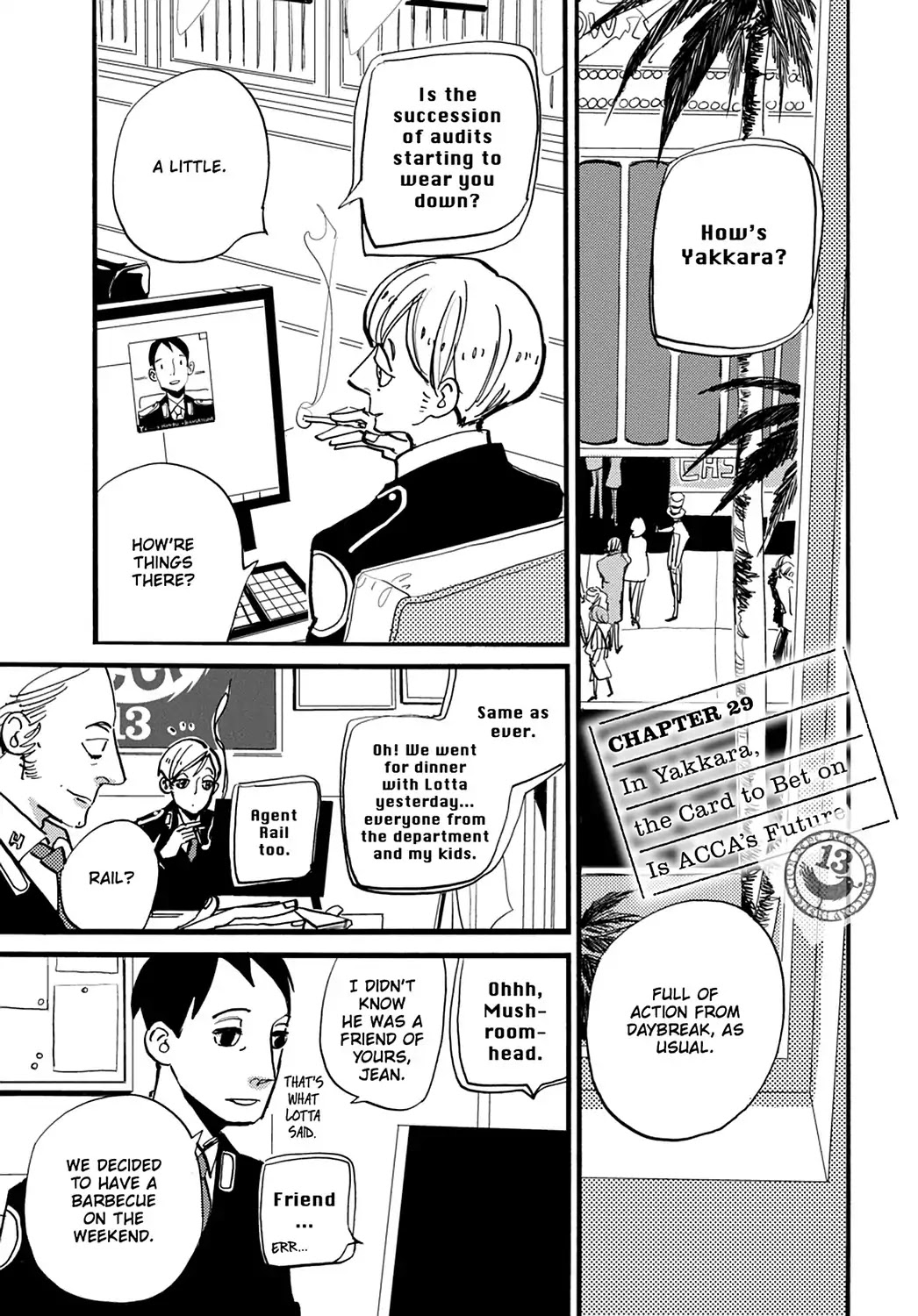 ACCA - 13-ku Kansatsuka Chapter 29 page 1 - Chapter 29: In Yakkara. the Card to Bet on Is ACCA's Future