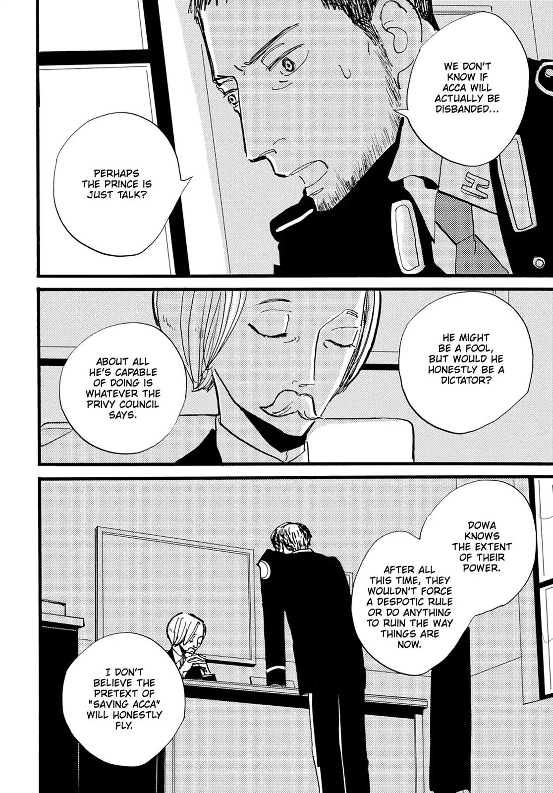 ACCA - 13-ku Kansatsuka Chapter 35 page 11 - Chapter 35: The Night Before, the Weight of True Intent in Badon