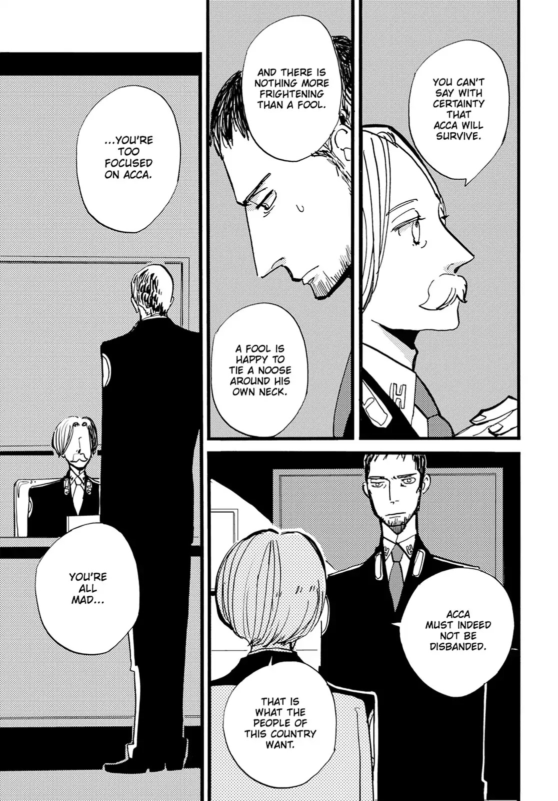 ACCA - 13-ku Kansatsuka Chapter 35 page 12 - Chapter 35: The Night Before, the Weight of True Intent in Badon