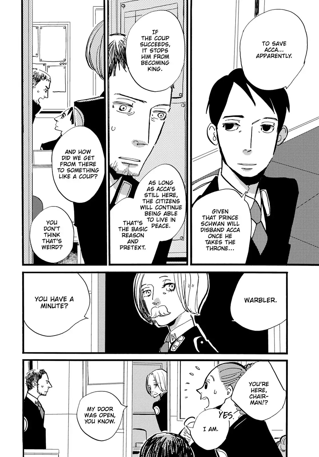 ACCA - 13-ku Kansatsuka Chapter 35 page 9 - Chapter 35: The Night Before, the Weight of True Intent in Badon