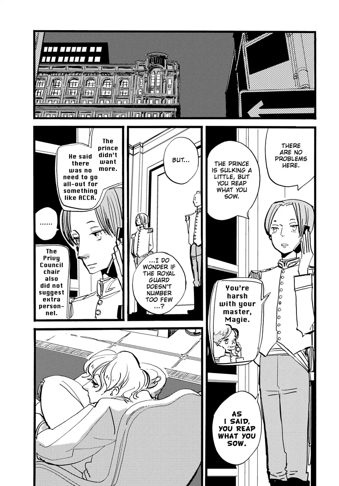 ACCA - 13-ku Kansatsuka Chapter 36 page 18 - Chapter 36: At the Zero Hour, "For the Sake of the Nation" in Badon