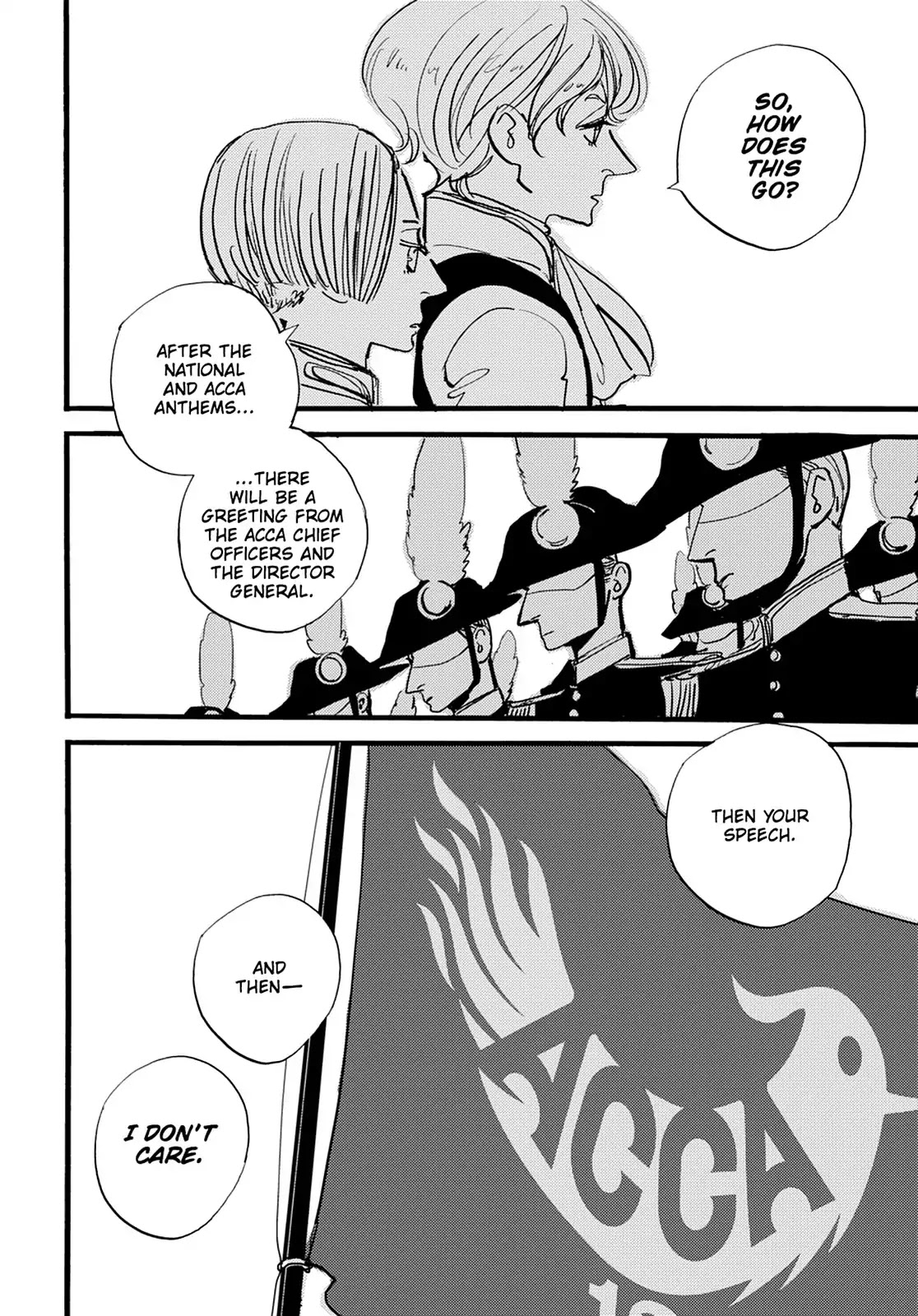 ACCA - 13-ku Kansatsuka Chapter 36 page 27 - Chapter 36: At the Zero Hour, "For the Sake of the Nation" in Badon