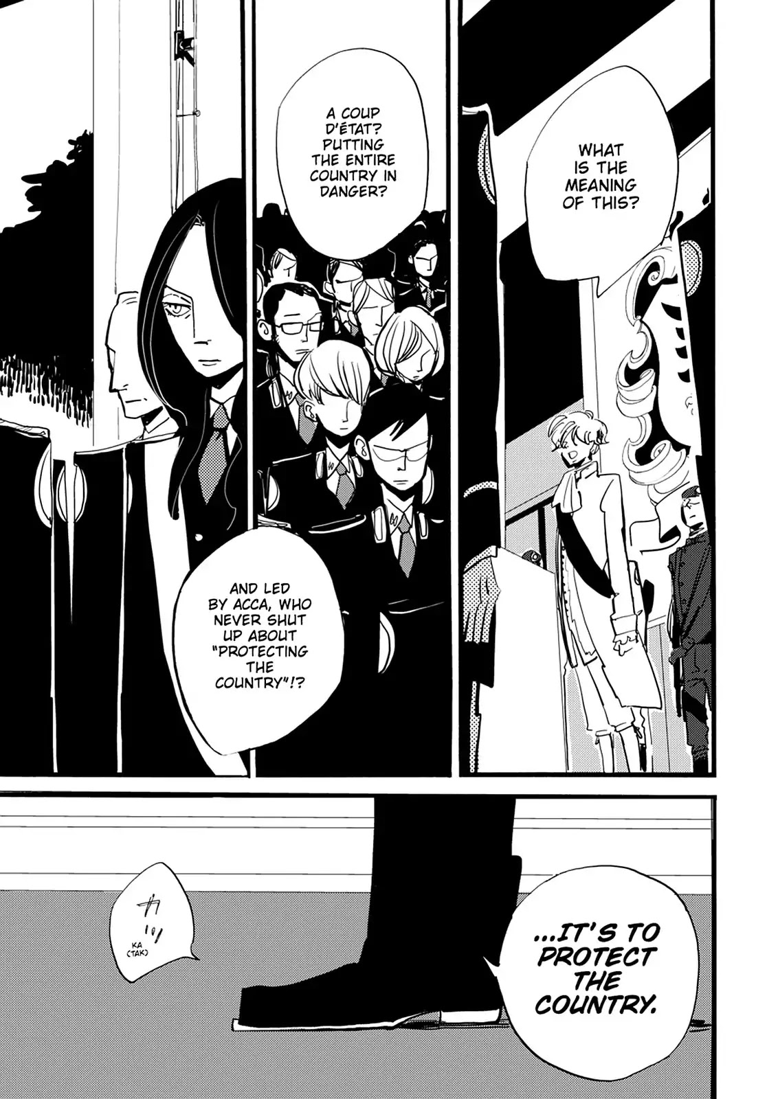ACCA - 13-ku Kansatsuka Chapter 36 page 33 - Chapter 36: At the Zero Hour, "For the Sake of the Nation" in Badon