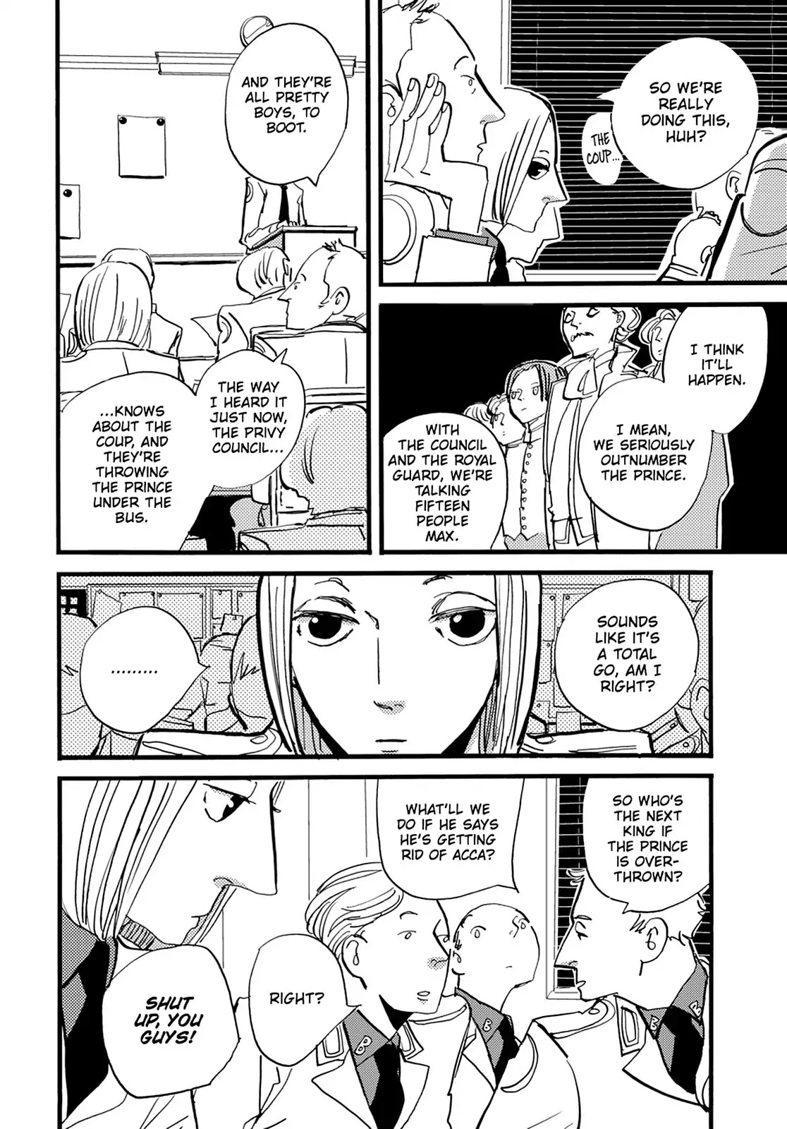 ACCA - 13-ku Kansatsuka Chapter 36 page 9 - Chapter 36: At the Zero Hour, "For the Sake of the Nation" in Badon