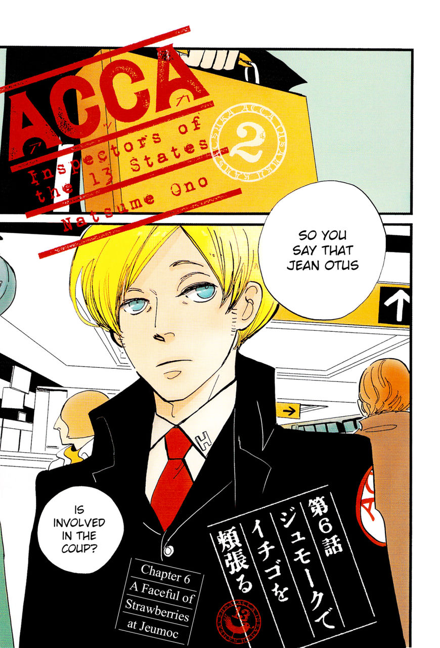 ACCA - 13-ku Kansatsuka Chapter 6 page 1 - Chapter 6 : A Faceful of Strawberries at Jeumoc