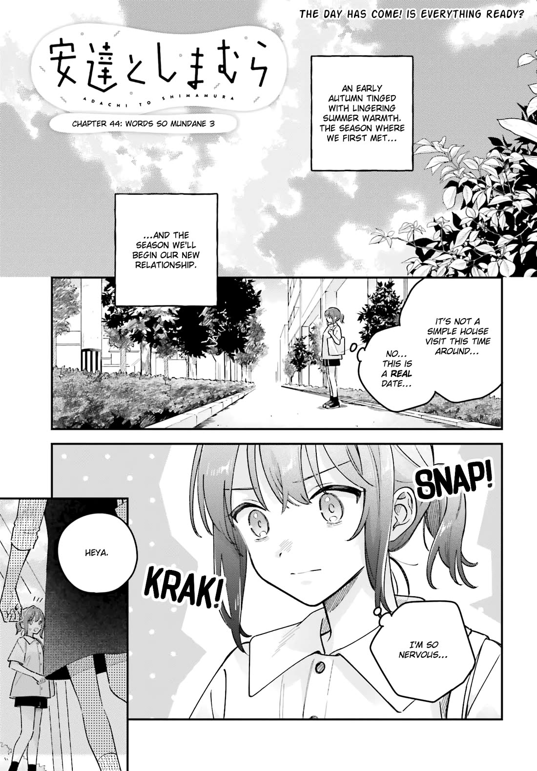 Adachi to Shimamura (Moke Yuzuhara) Chapter 41.3 page 1 - Chapter 41.3: Words So Mundane 3