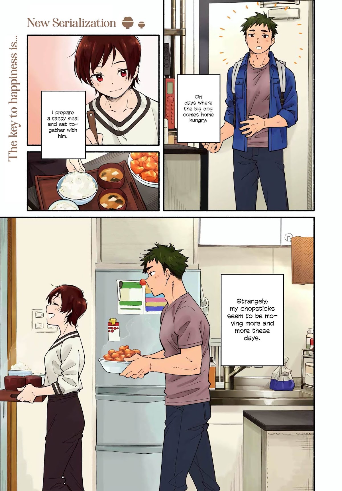 Aikagi-kun to Shiawase Gohan Chapter 1 page 1 - Chapter 1: A Heartwarming Story About a Thirty-Something Office Lady and a Younger Man (Almost) Living Together!
